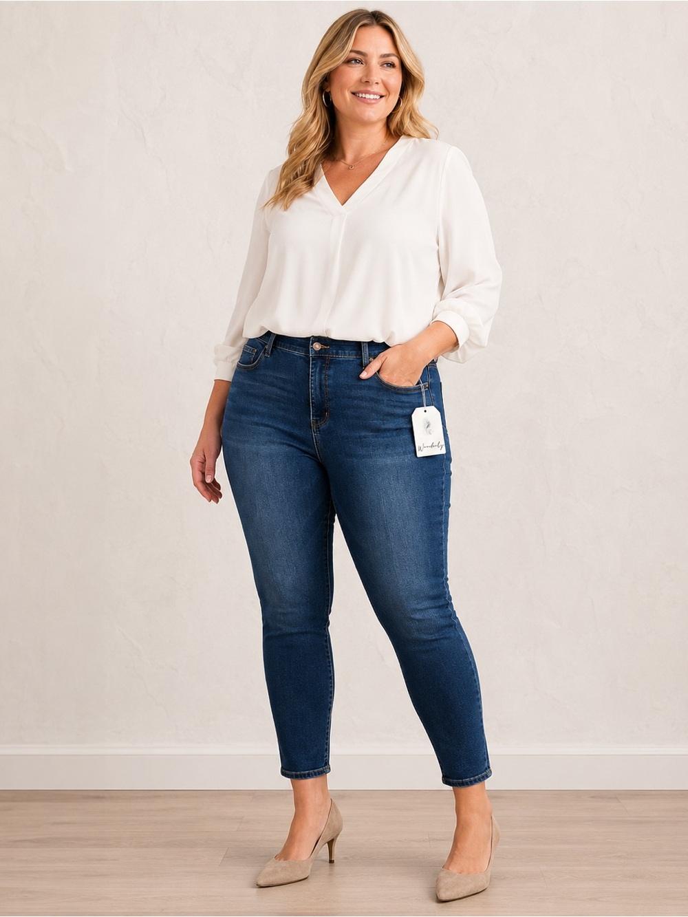 Wonderly Jeans Size 20W Blue Mid-Rise Skinny Jeans NWT
